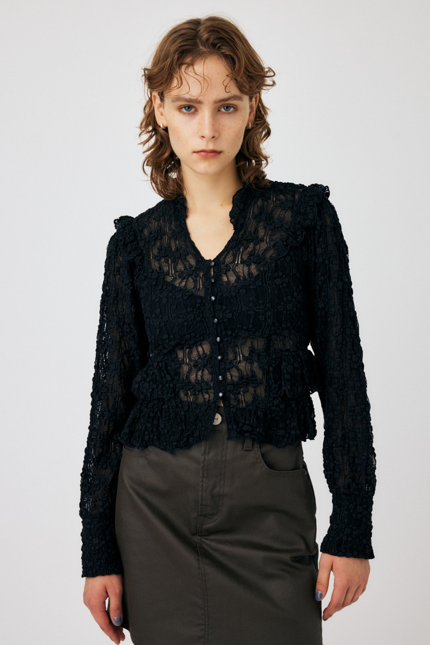 MOUSSY | RUFFLE LACY CUT ブラウス (Tシャツ・カットソー(長袖