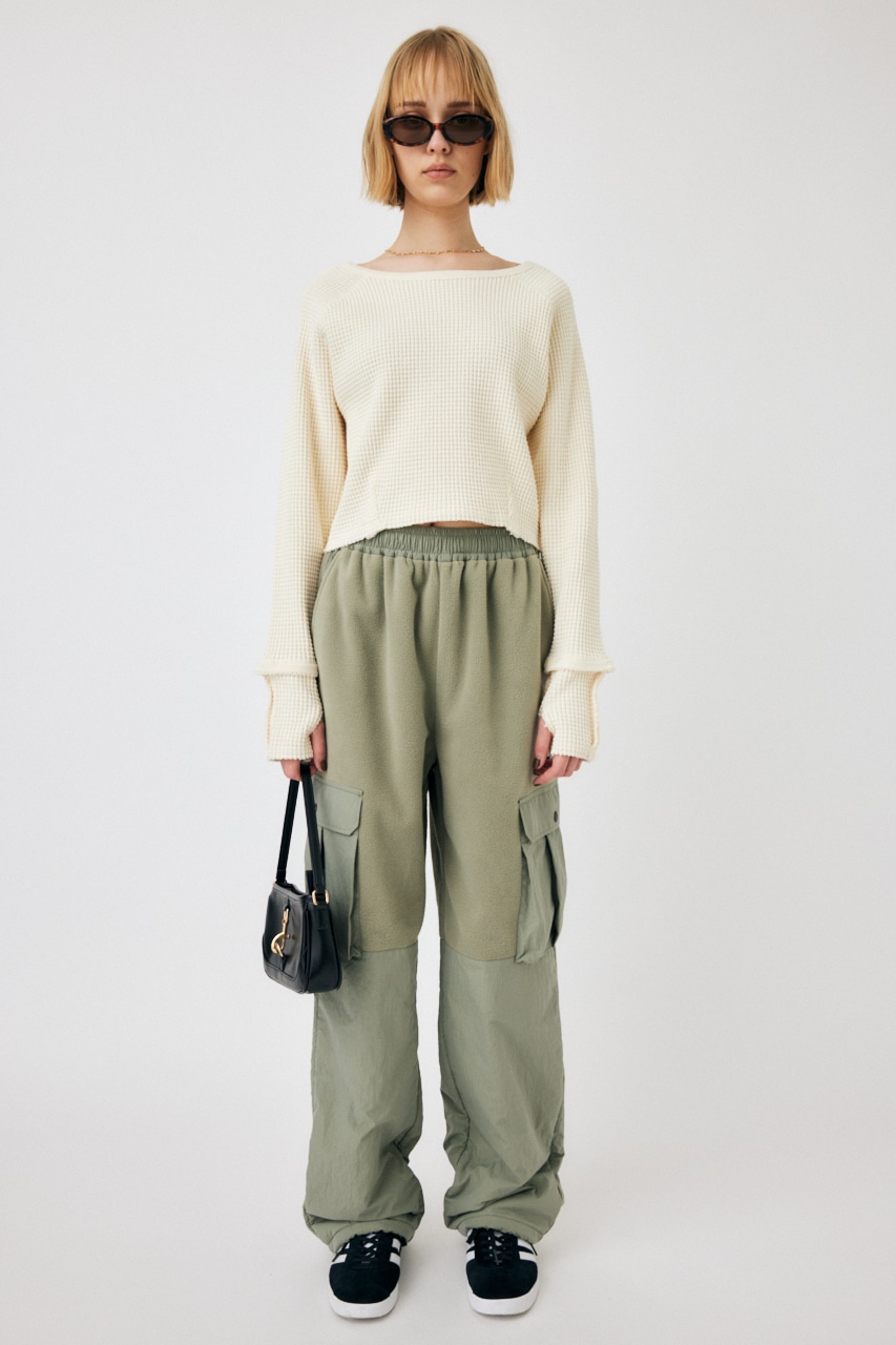 MOUSSY | HEAVY WAFFLE CROP トップス (Tシャツ・カットソー(長袖