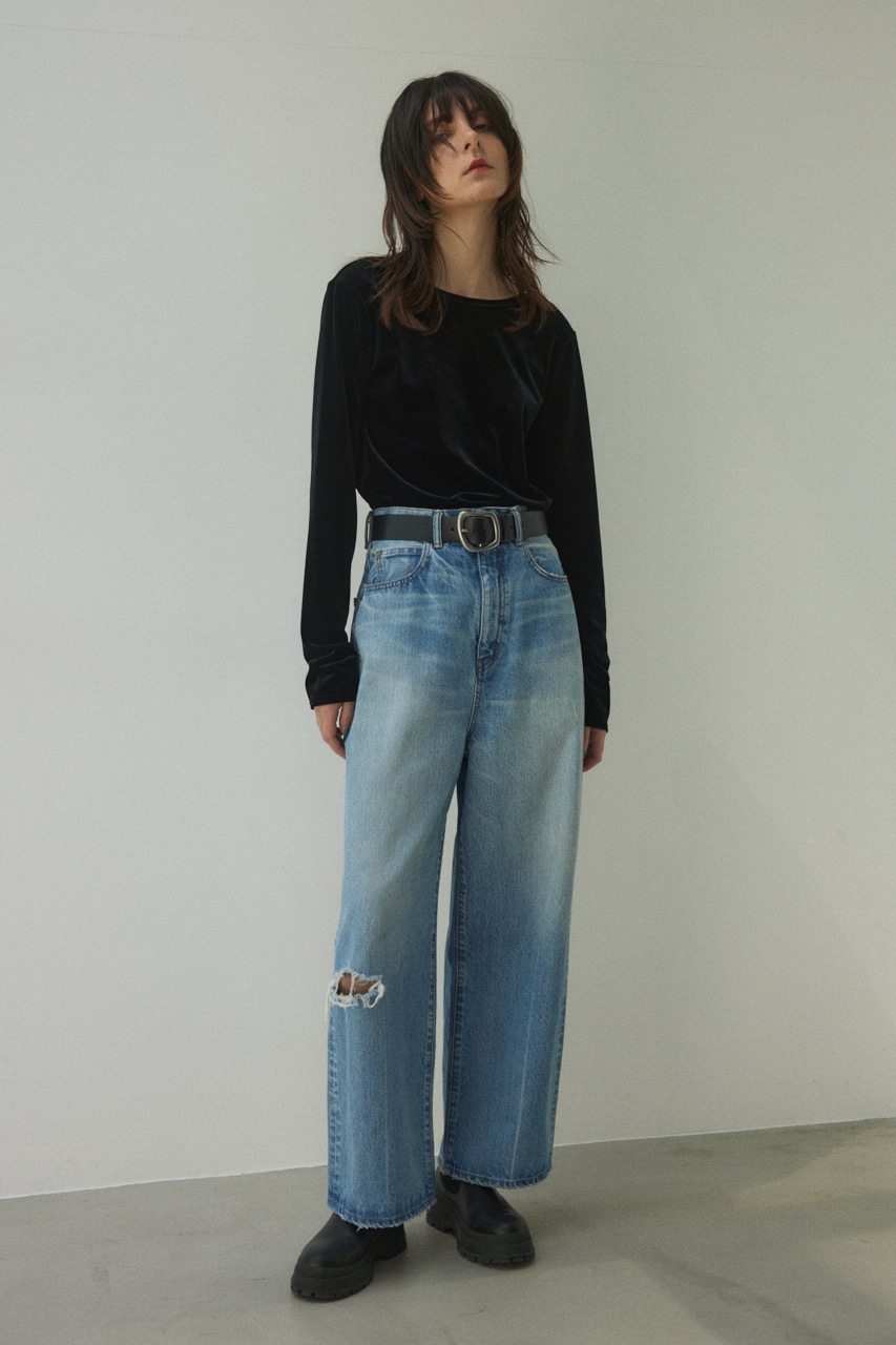 BLACK BY MOUSSY | back open velour tops (Tシャツ・カットソー(長袖