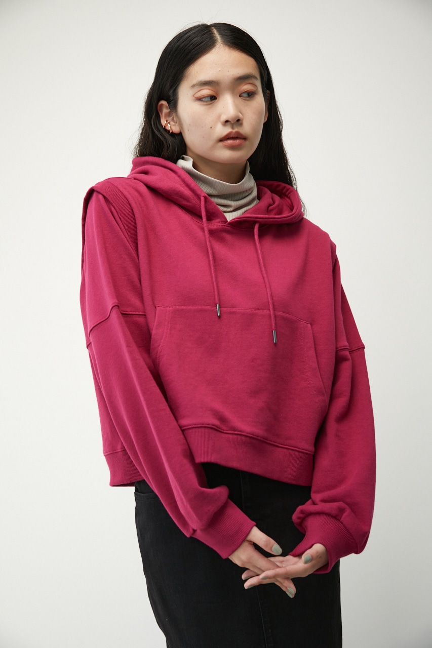 AZUL BY MOUSSY | REMOVABLE SLEEVE SHORT HOODIE (スウェット