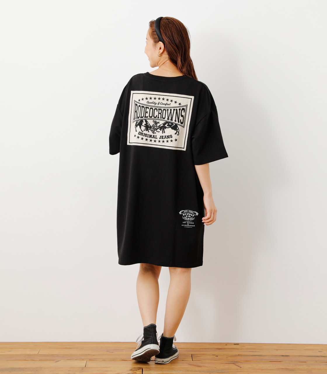 コーデュロイパッチTシャツワンピース