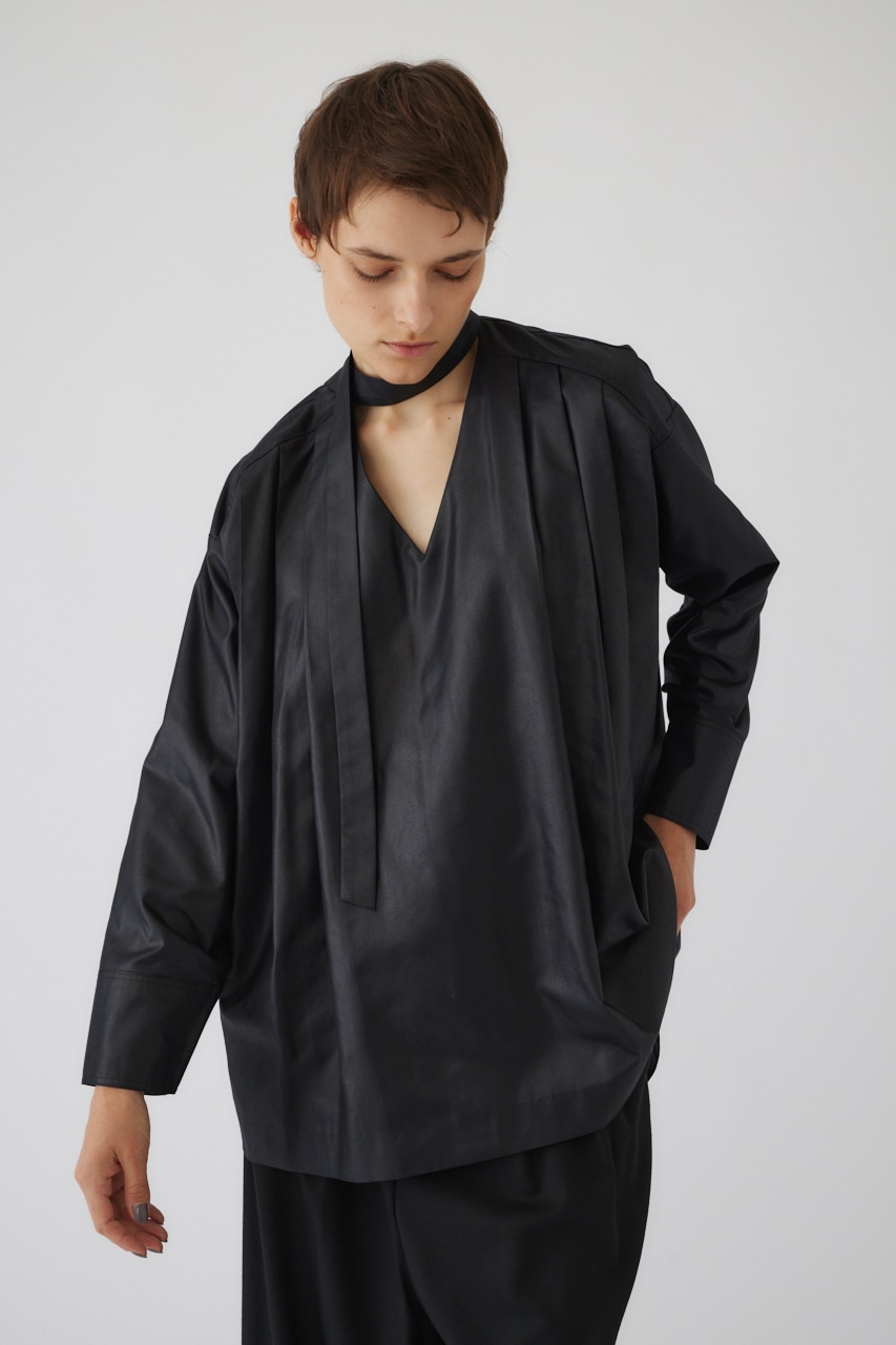 9/18- order start Many tuck tie blouse BLK FREE