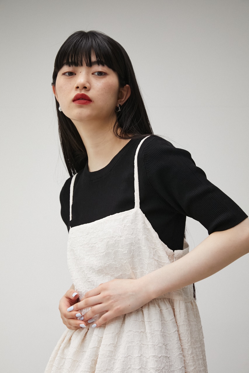 AZUL BY MOUSSY | PUFFY JACQUARD CAMI ONEPIECE (ワンピース(ミニ 