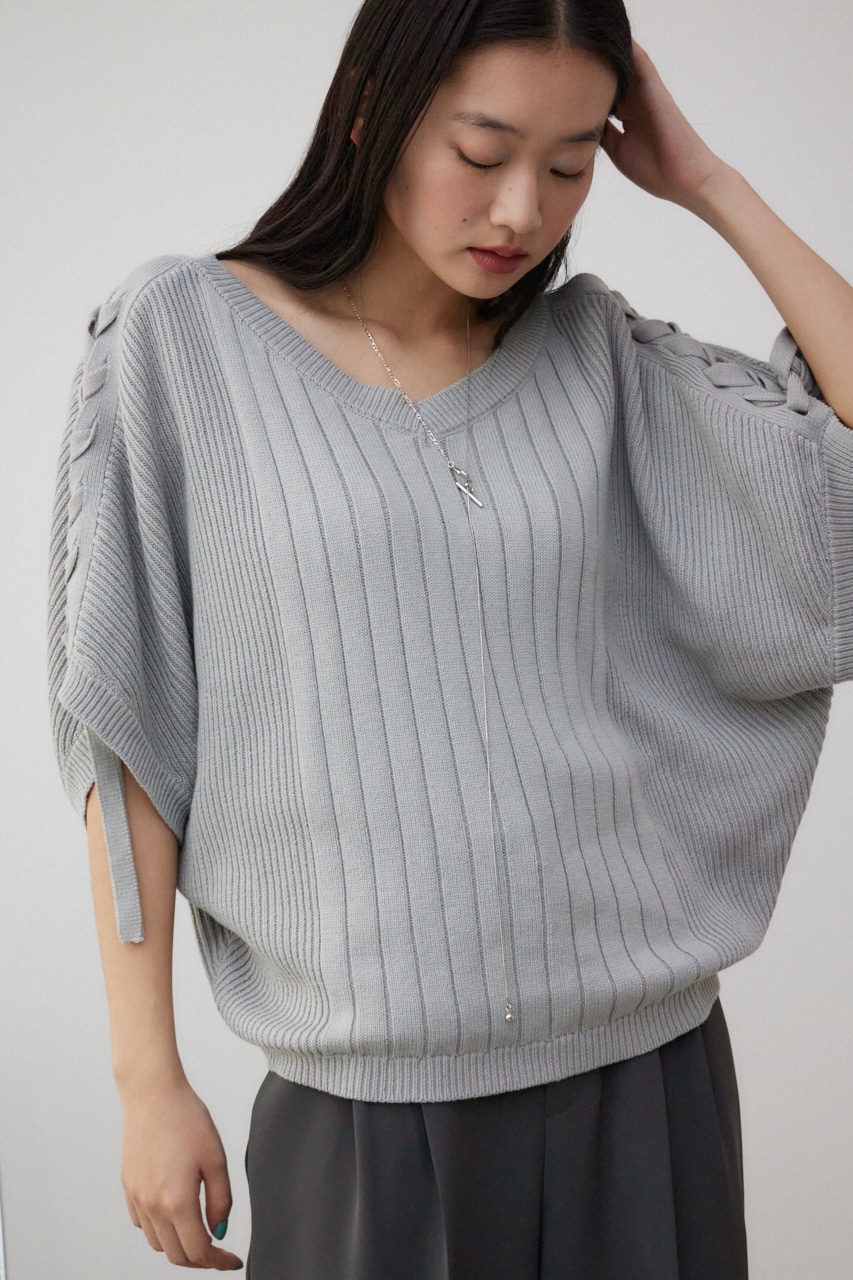 【AZUL by MOUSSY】2WAYショルダーレースアップニットトップス シェルター通販