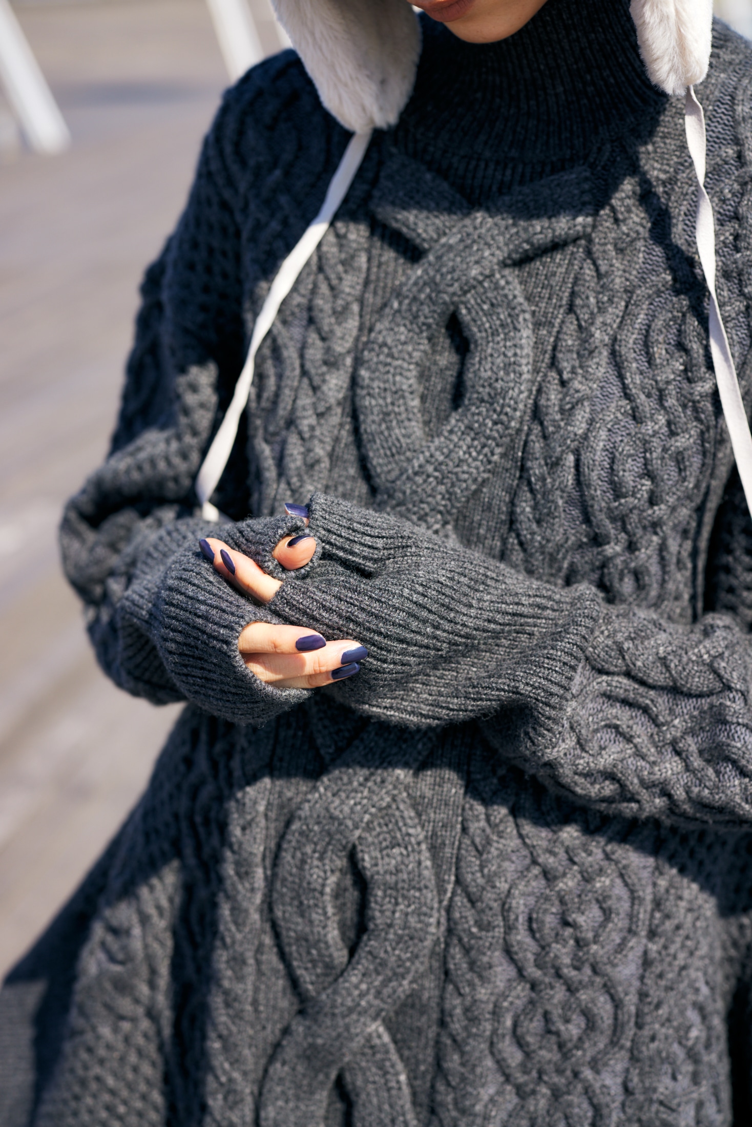 cable asymmetry knit pullover