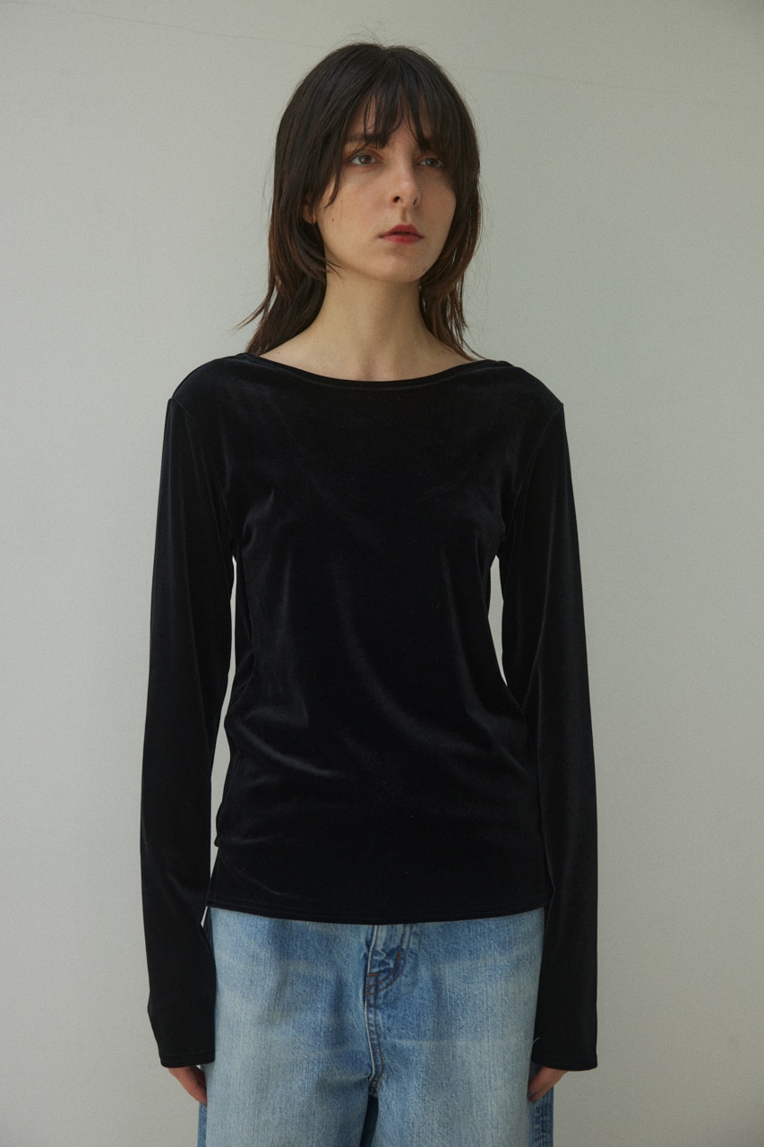 BLACK BY MOUSSY | back open velour tops (Tシャツ・カットソー(長袖