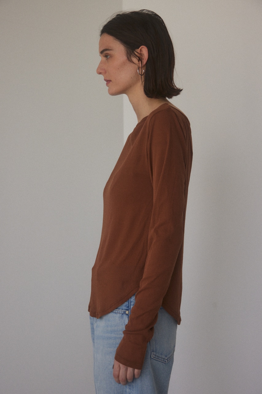 BLACK BY MOUSSY | boat neck sheer tops (Tシャツ・カットソー(長袖