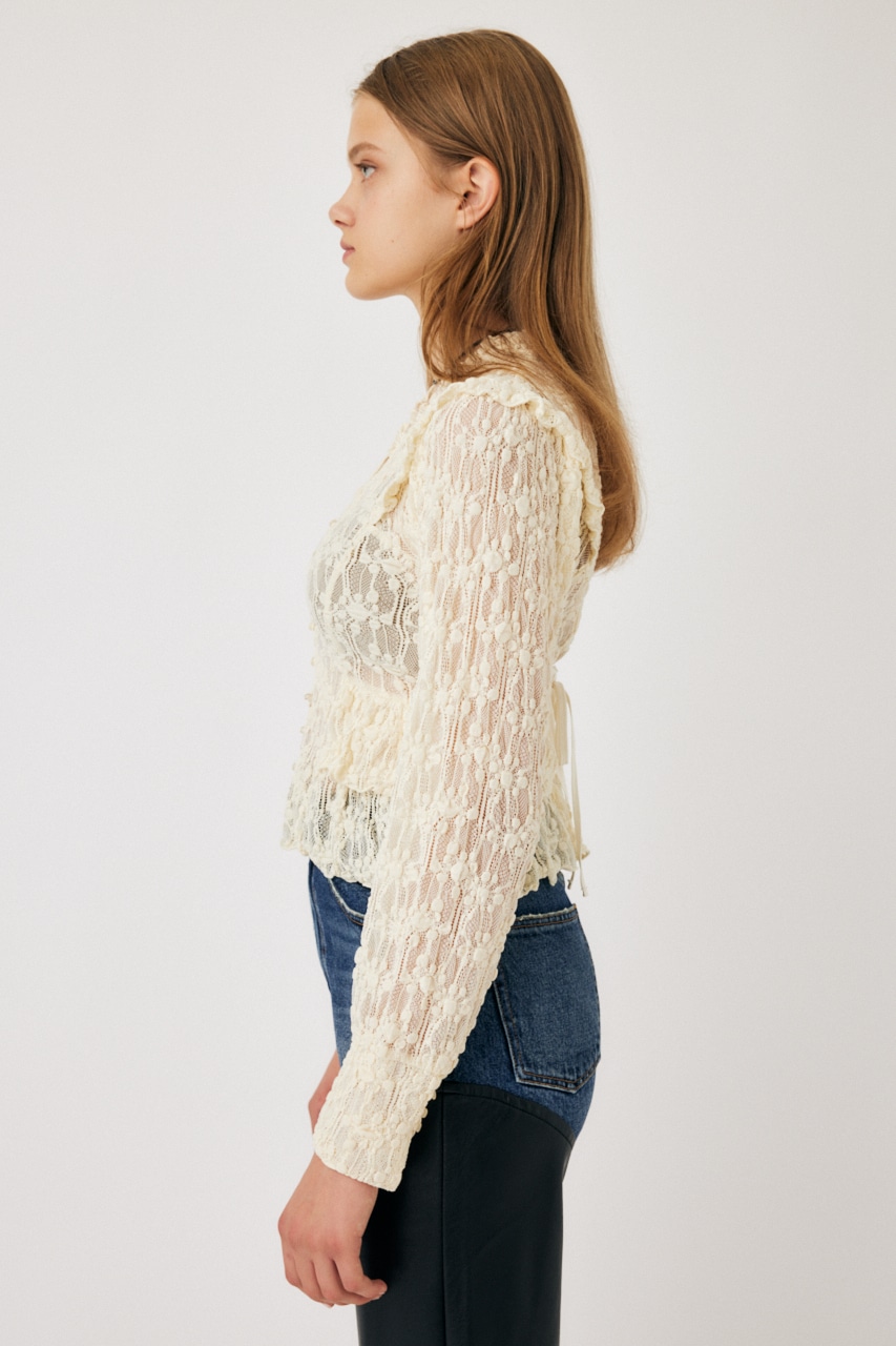 MOUSSY | RUFFLE LACY CUT ブラウス (Tシャツ・カットソー(長袖 ...