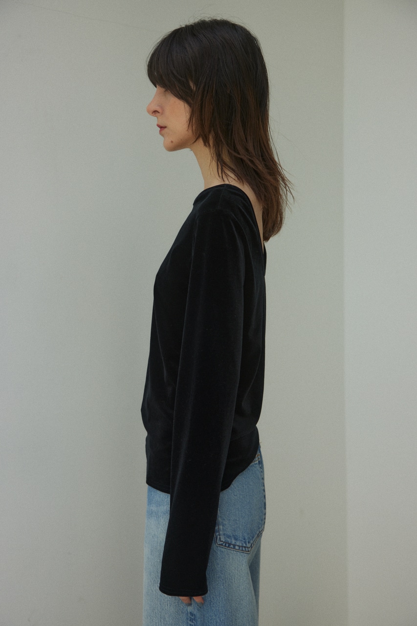 BLACK BY MOUSSY | back open velour tops (Tシャツ・カットソー(長袖