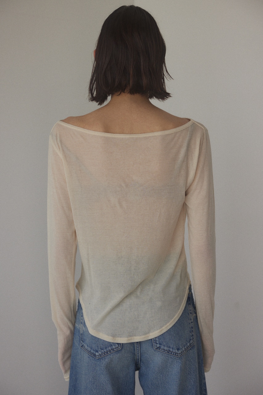 BLACK BY MOUSSY | boat neck sheer tops (Tシャツ・カットソー(長袖