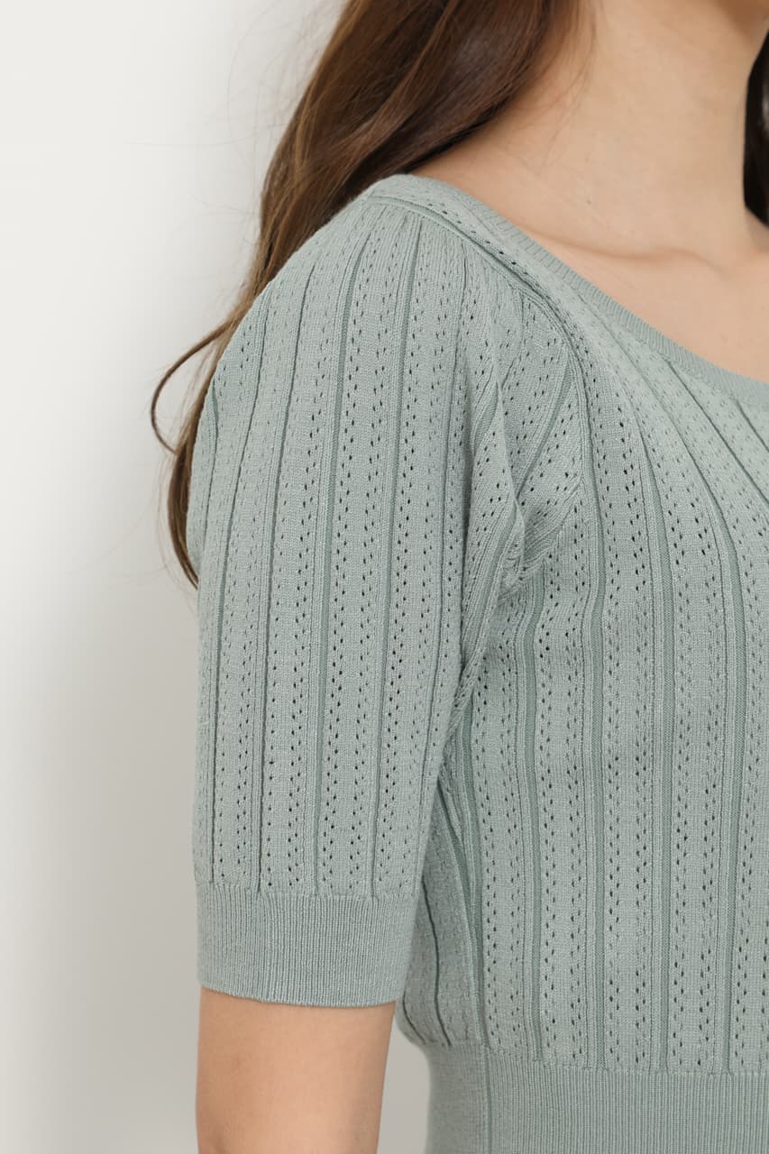 rienda | Stripe Crochet Knit OP (ワンピース(ミニ・ミディアム ...