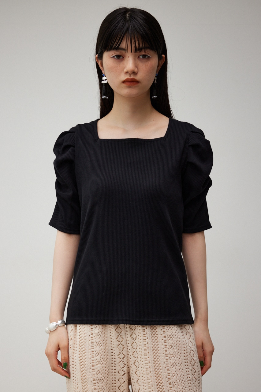 AZUL BY MOUSSY | 2WAY GATHER SLEEVE RIB TOPS (Tシャツ・カットソー