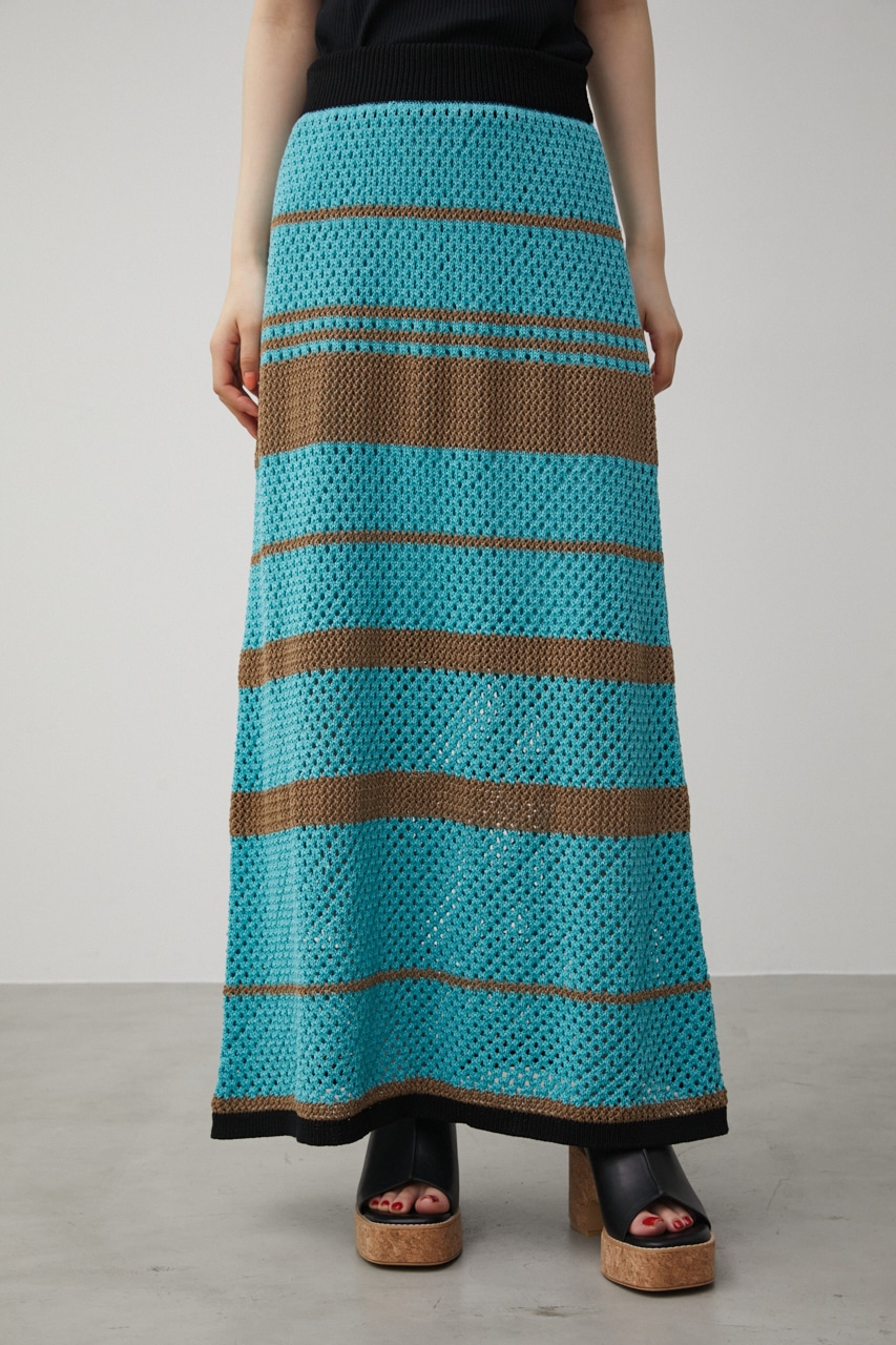 MULTI BORDER MESH KNIT SKIRT