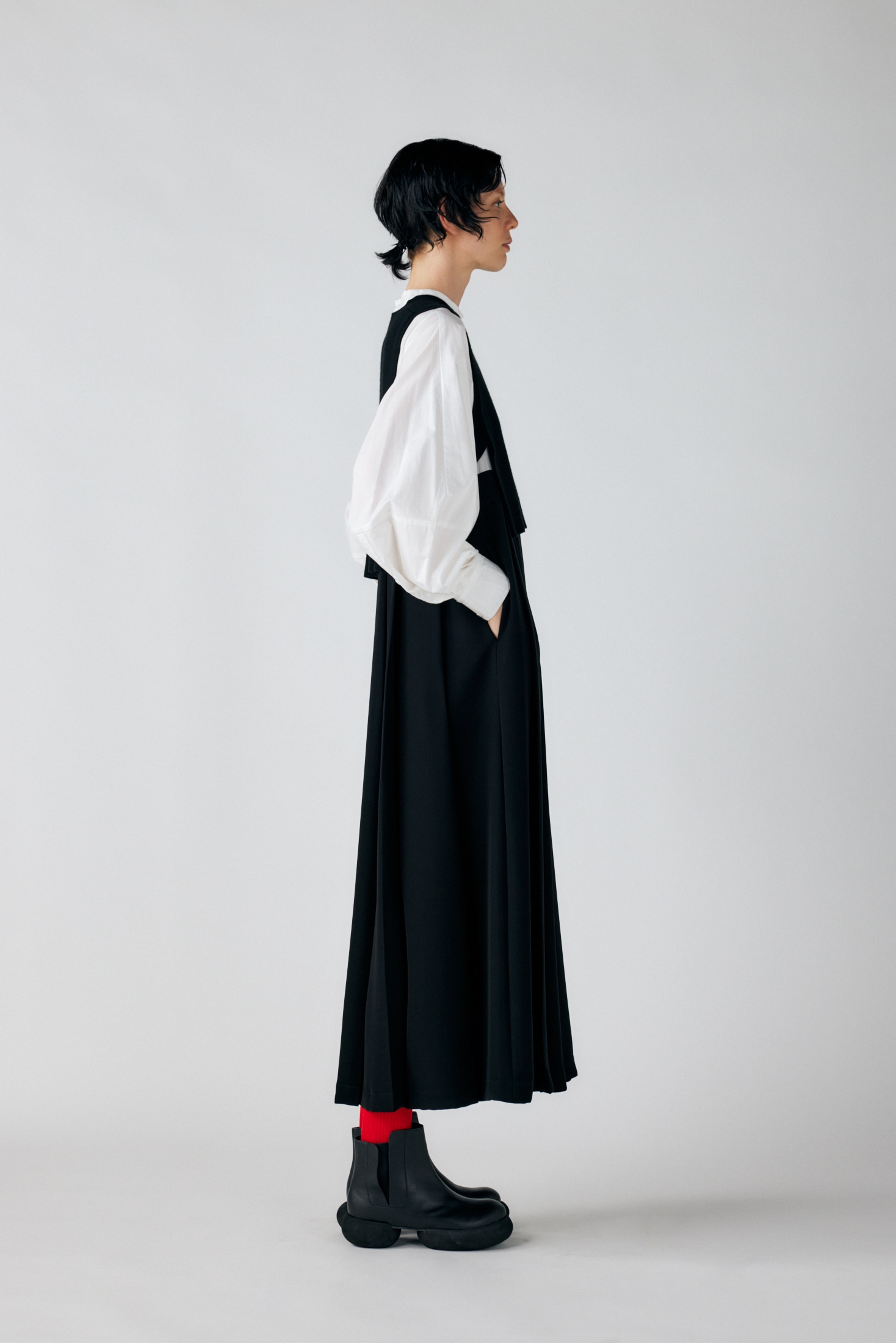 KNIT-LAYERED PLEATS DRESS | タグ付新品未使用 エンフォルド TAFFETA