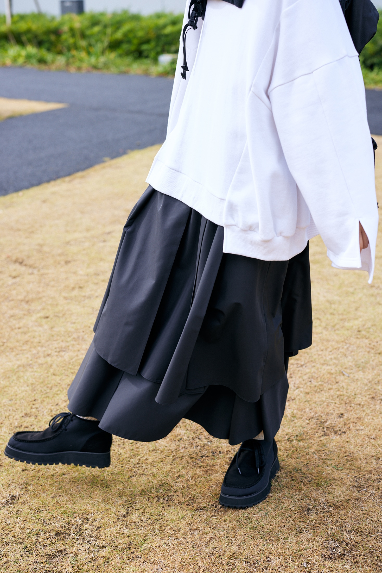 フラワープリント nagonstans layered pleats skirt スカート