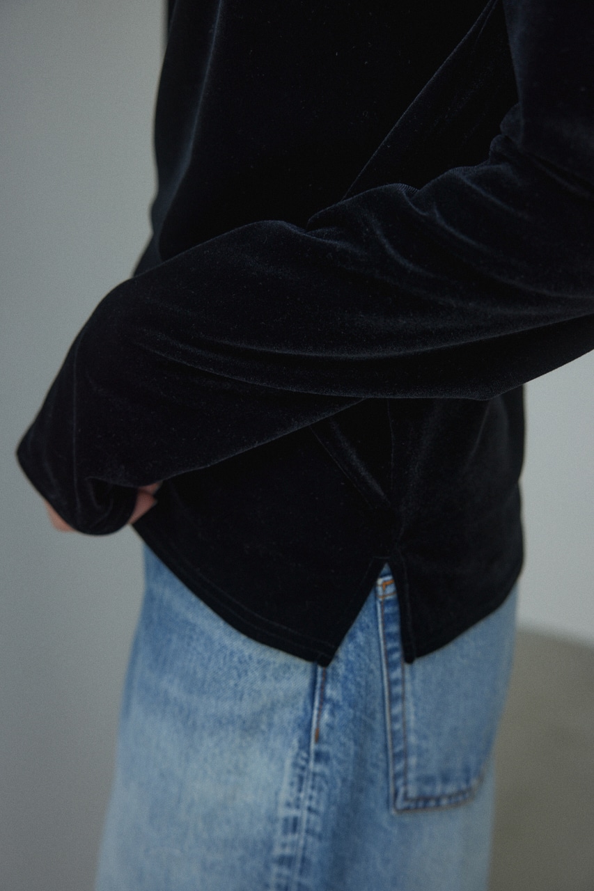 BLACK BY MOUSSY | back open velour tops (Tシャツ・カットソー(長袖