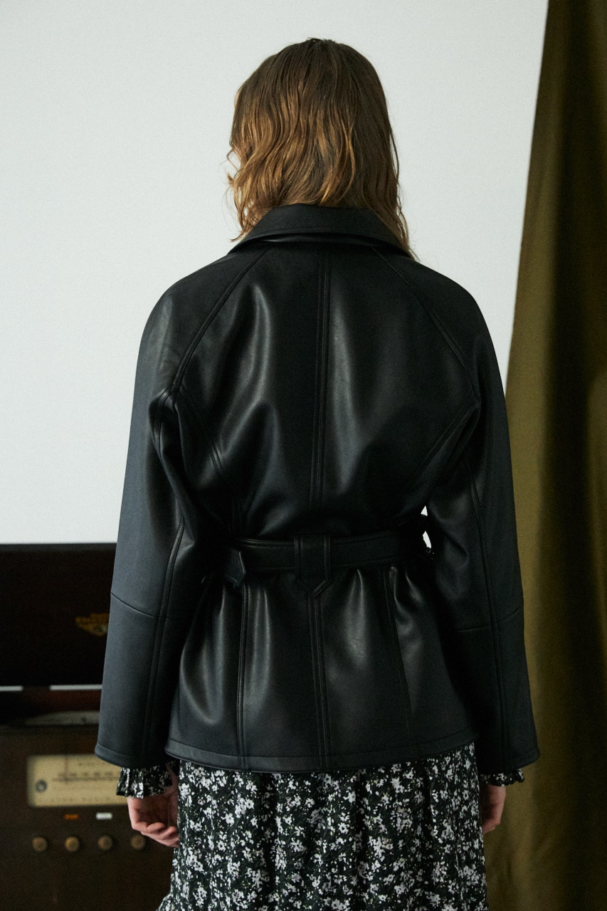 belted black leather jacket