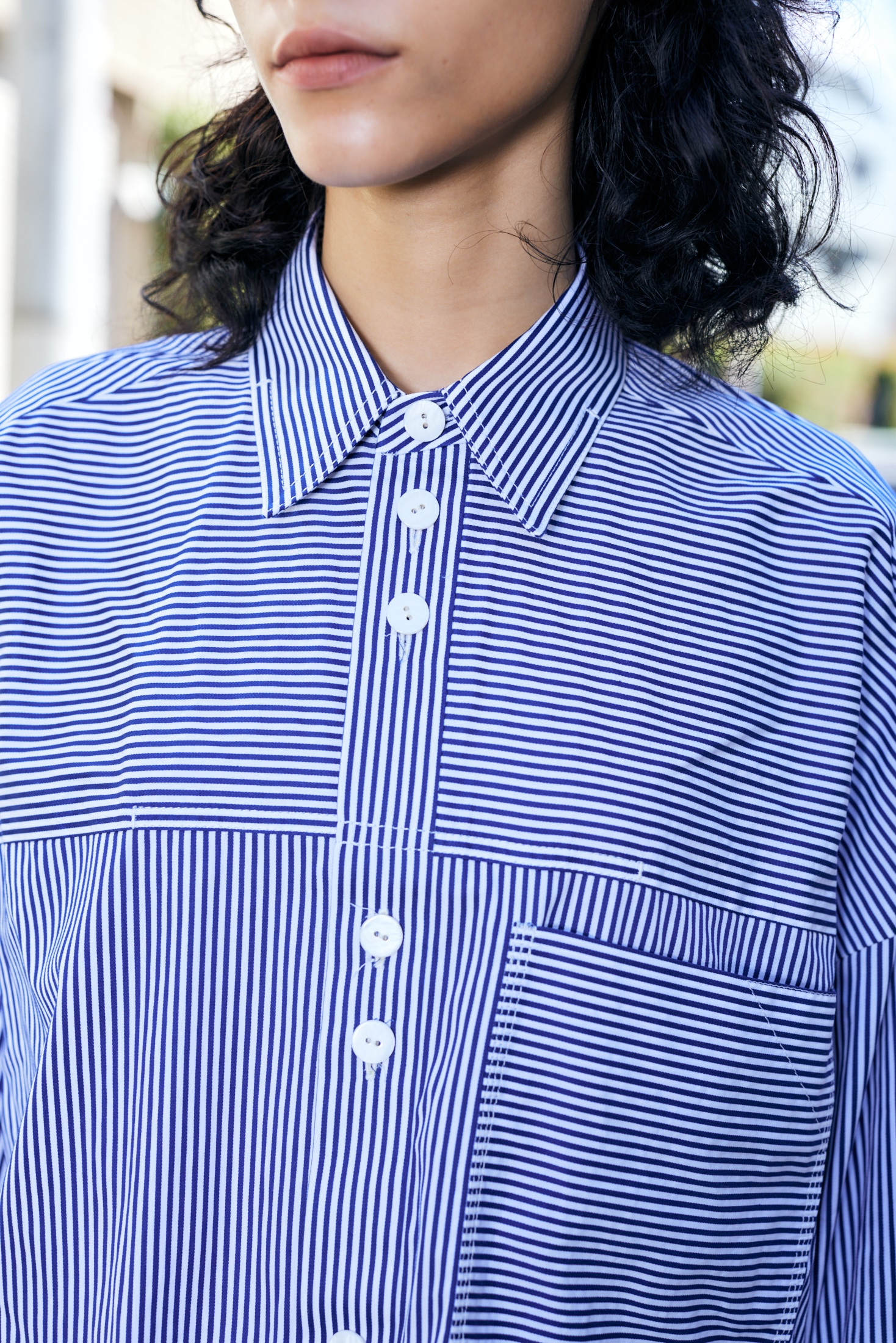 STRIPE MEN'S OVER-SIZED SHIRT｜38｜NVY｜SHIRTS AND BLOUSES 