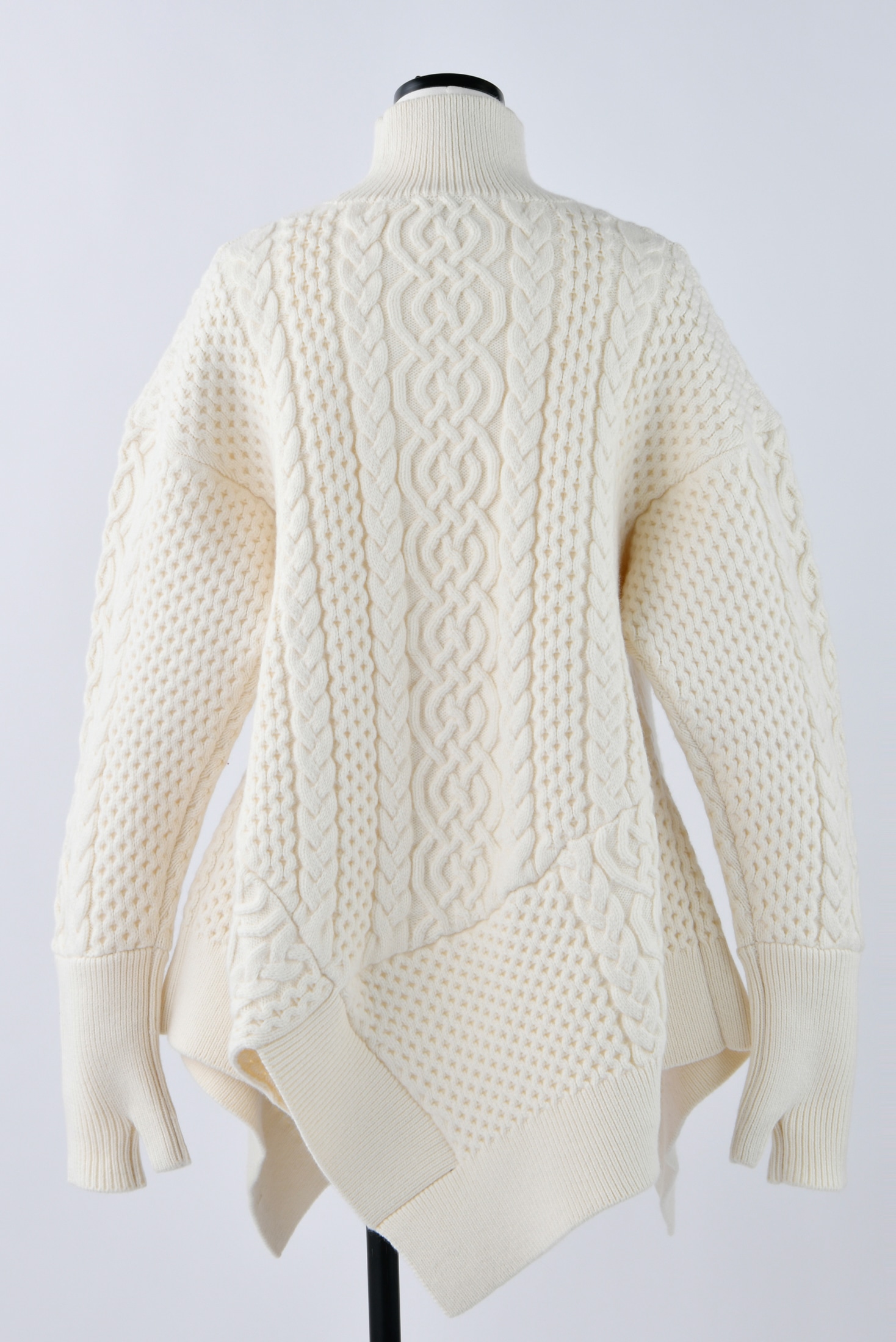 cable asymmetry knit pullover