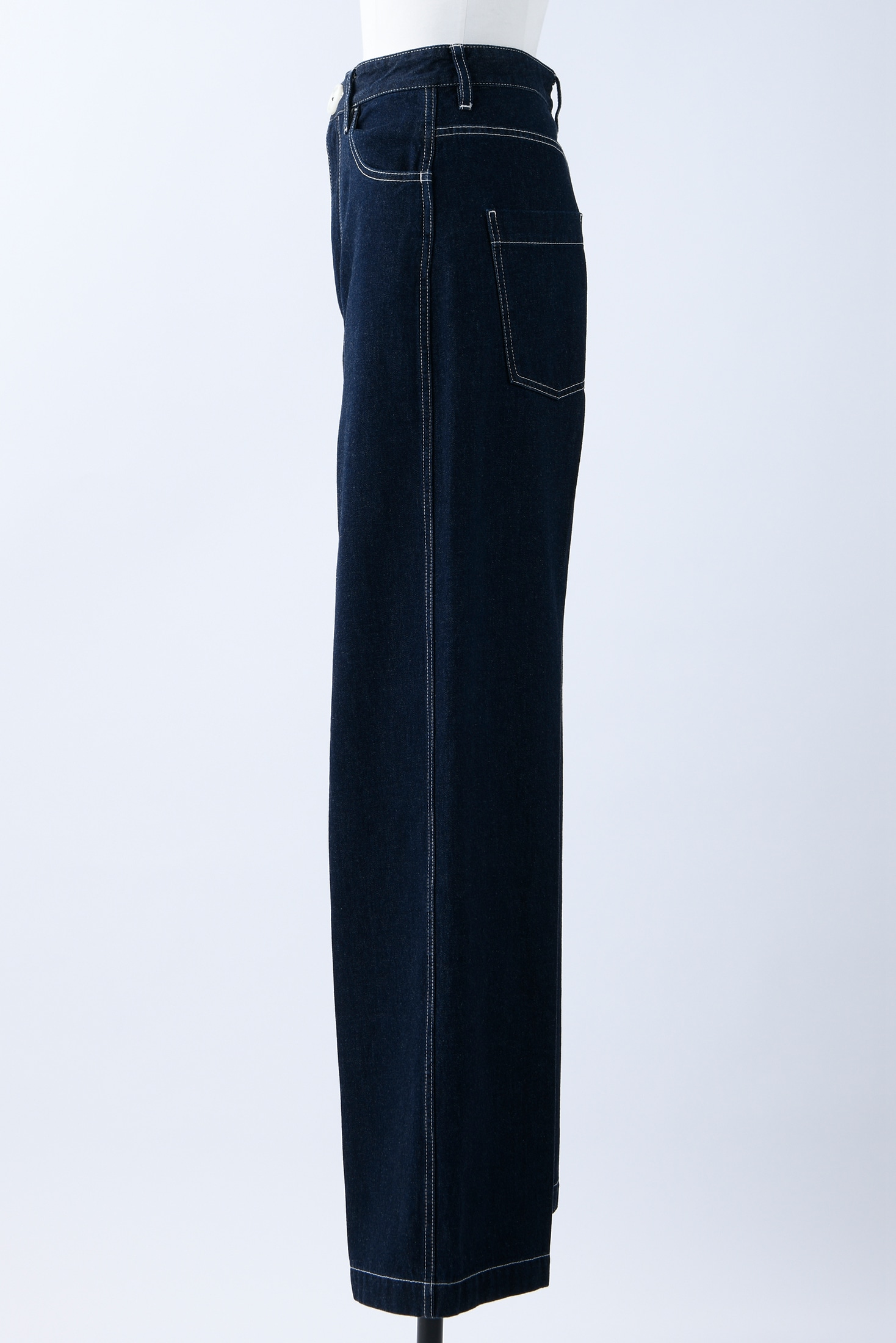 useful center-crease wide denim pants