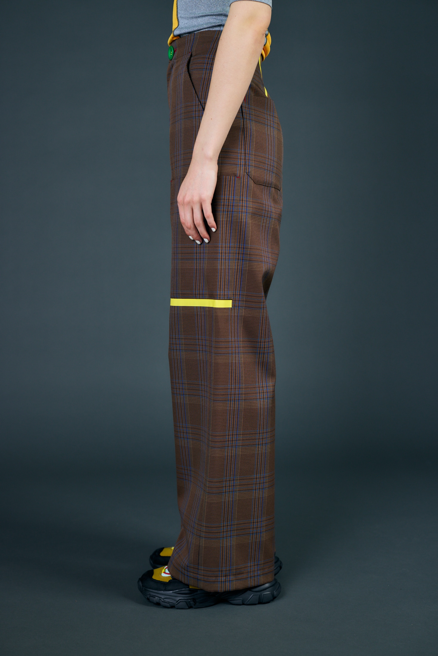 Y's BORN PRODUCT]COTTON TWILL BACK DROP WIDE PANTS(XS Grey): Y's