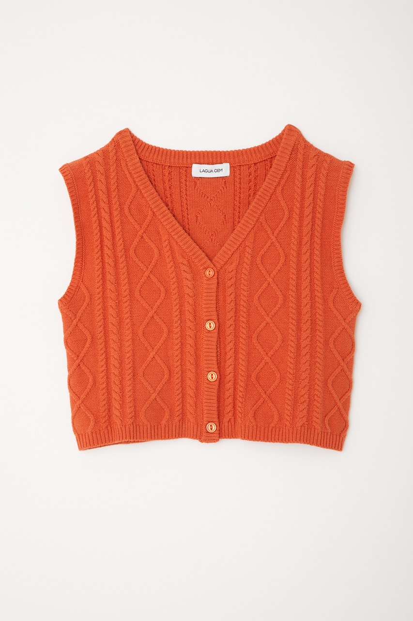 LAGUA GEM CABLE KNIT VEST オレンジ - ベスト