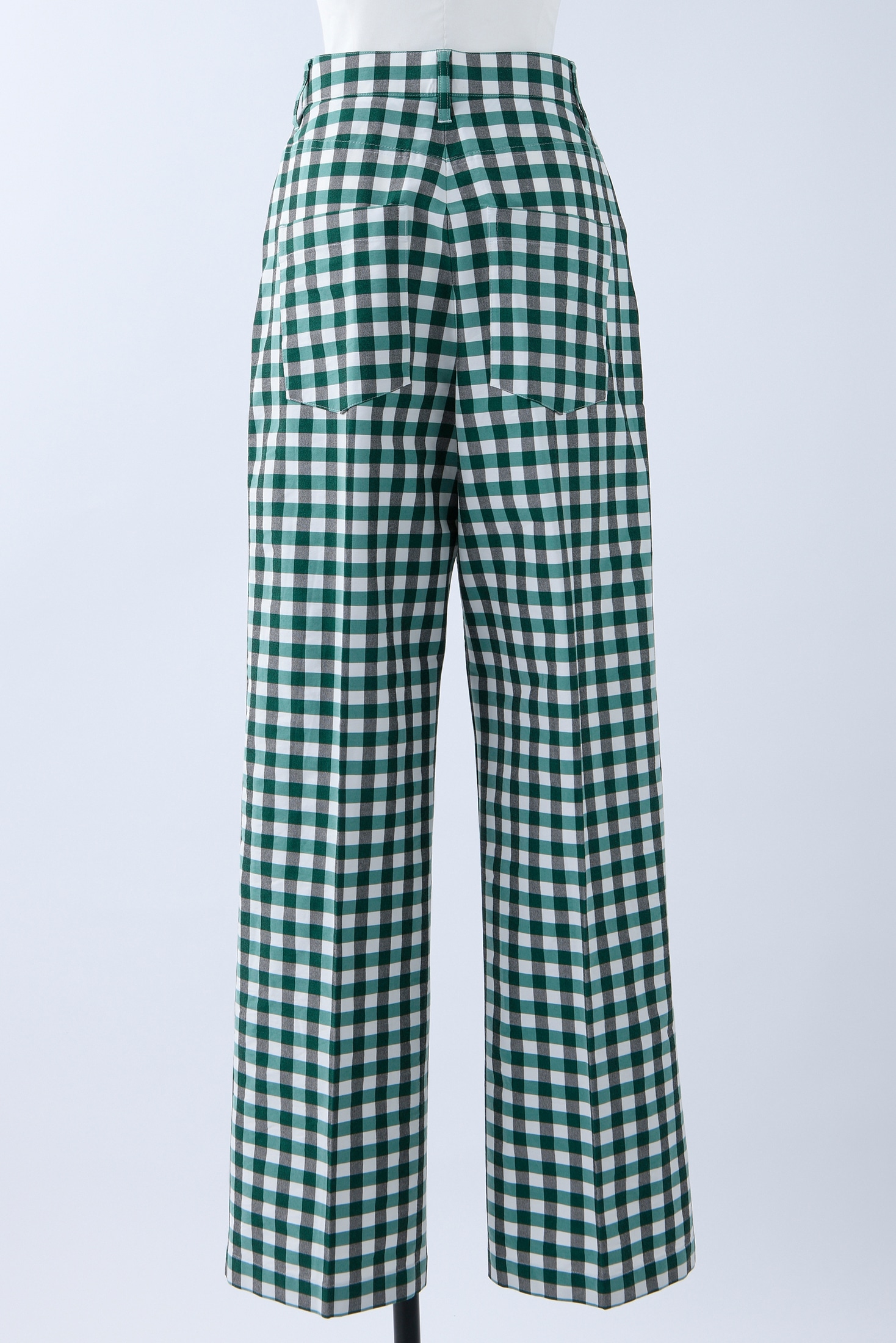 washable center-crease check daily wide pants