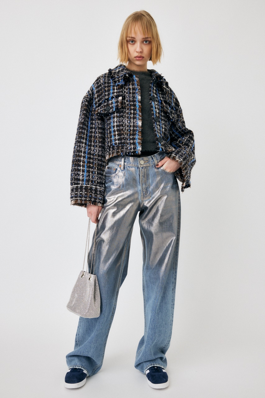 MOUSSY FOIL PRINT 90S LOWRISE STRAIGHTメタリック
