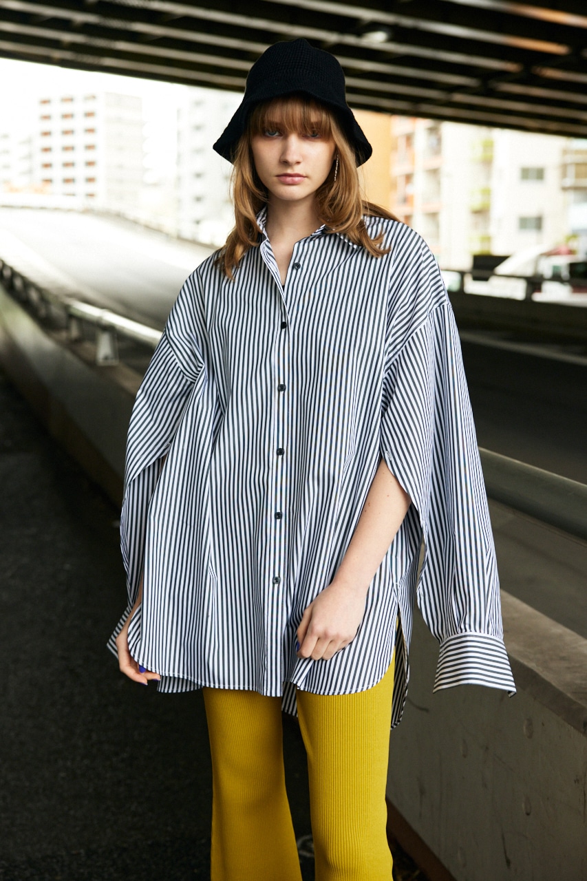 SLY | LOOSE OVER ARMSLIT STRIPE シャツ (シャツ・ブラウス ) |SHEL ...