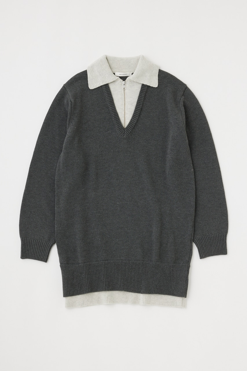 MOUSSY | LAYERED HALF ZIP ミニドレス (ワンピース(ロング） ) |SHEL 