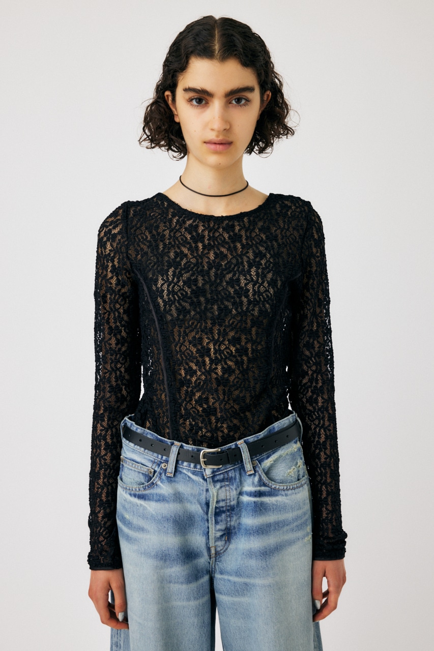 MOUSSY | BACK OPEN LACE CUT トップス (Tシャツ・カットソー(長袖