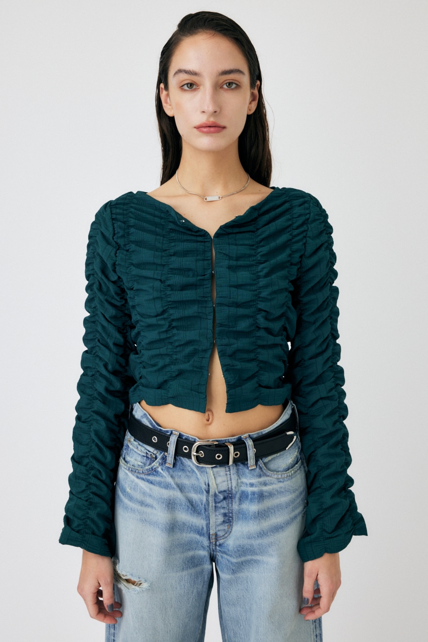 MOUSSY | SHIRRING CROP トップス (Tシャツ・カットソー(長袖) ) |SHEL