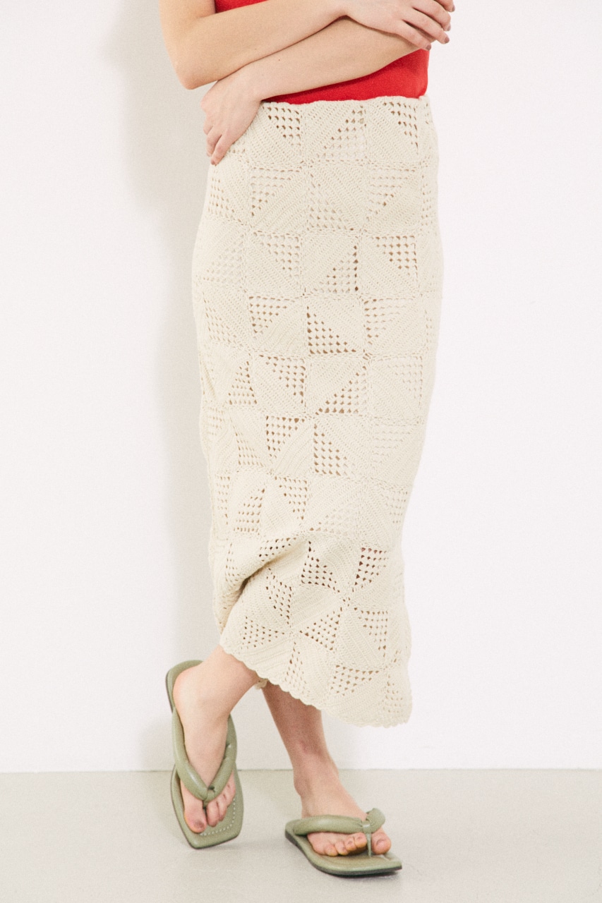 BLACK BY MOUSSY | block crochet knit skirt (スカート(ミディアム