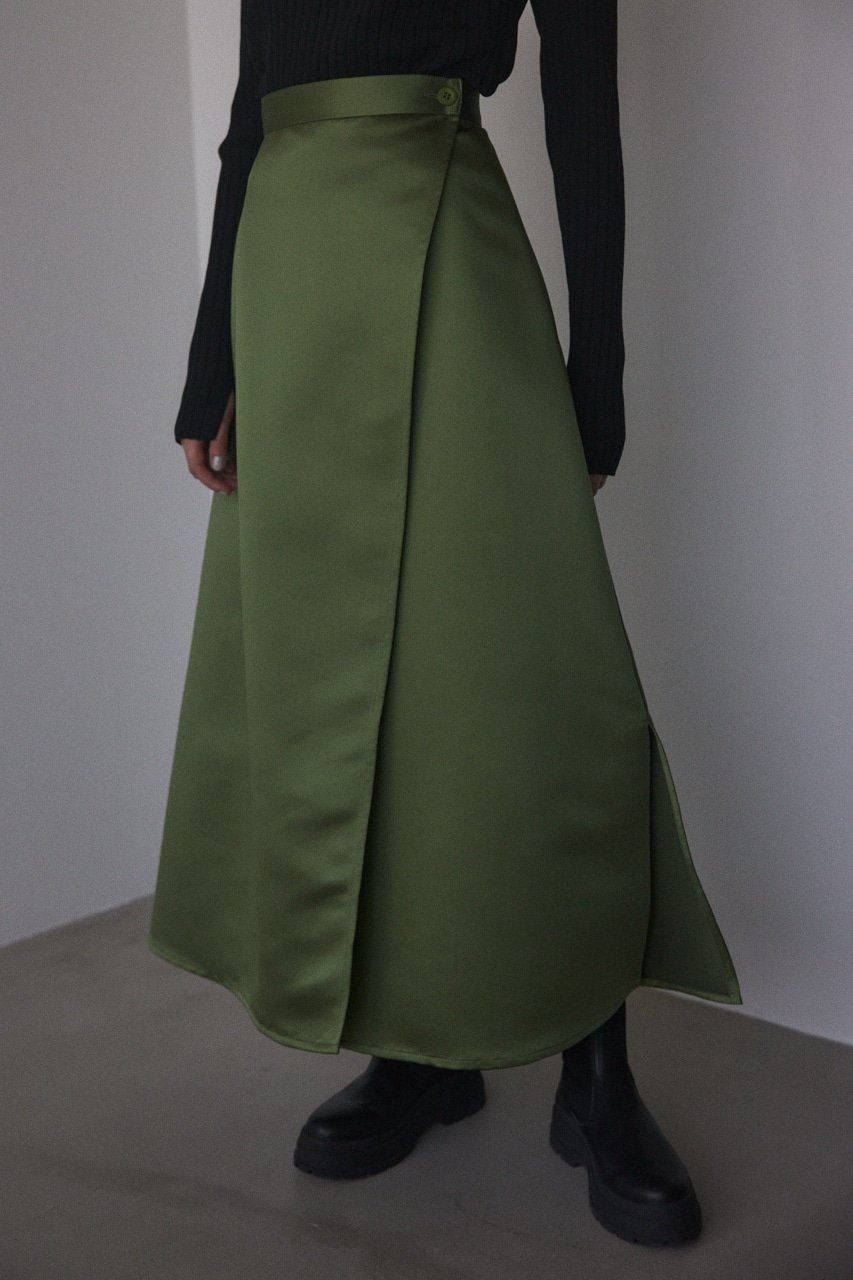 BLACK BY MOUSSY | satin wrap skirt (スカート(ロング) ) |SHEL