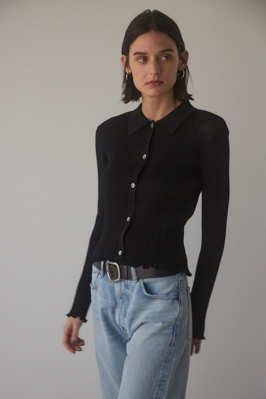 rib shirt knit tops