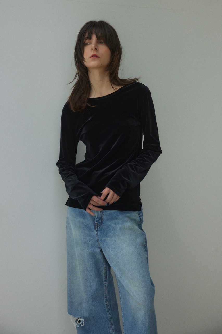 BLACK BY MOUSSY | back open velour tops (Tシャツ・カットソー(長袖