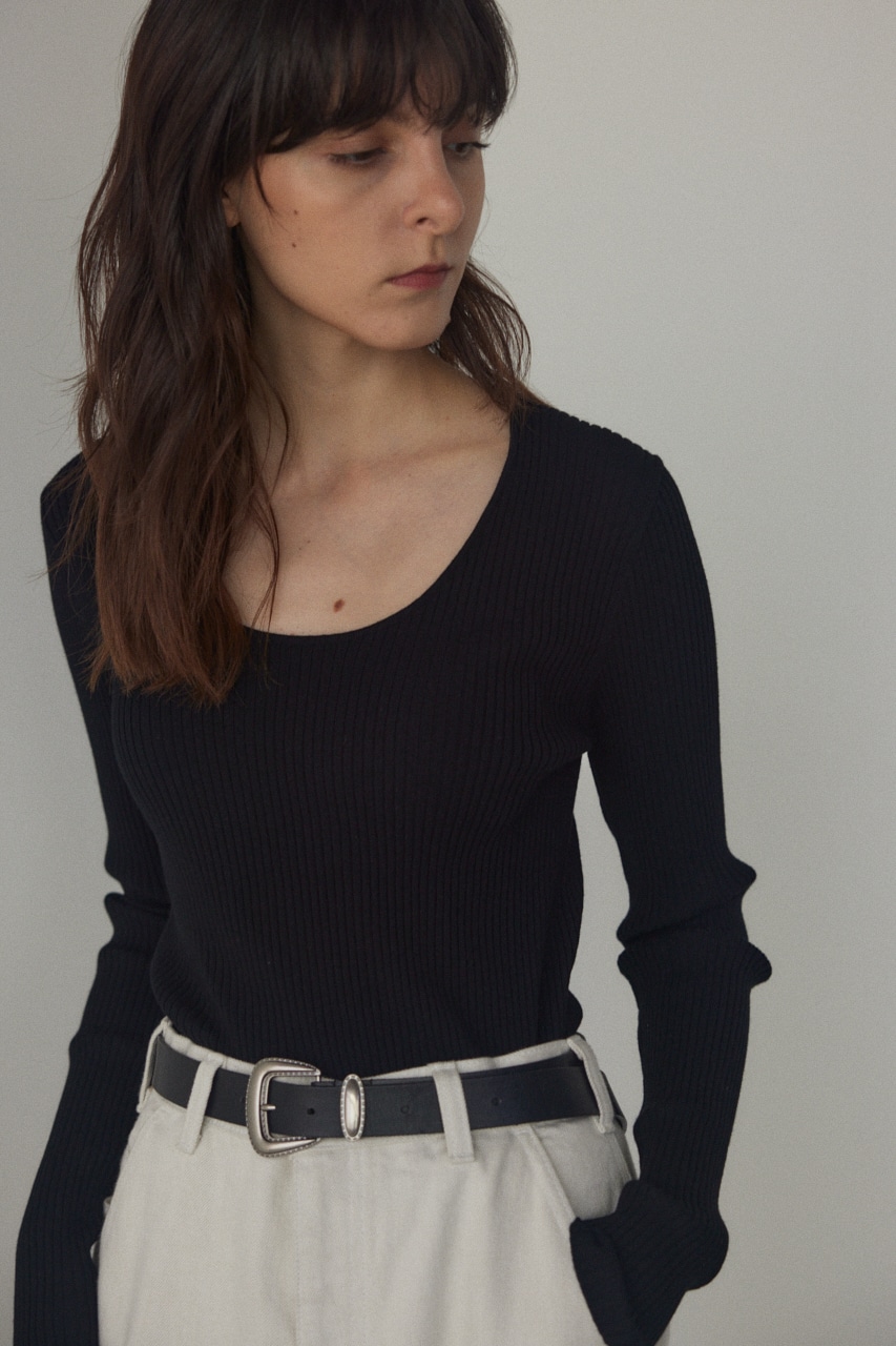 BLACK BY MOUSSY | washable round neck tops (ニット ) |SHEL'TTER