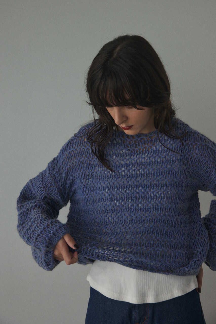 本社STAFFのmesh knit tops