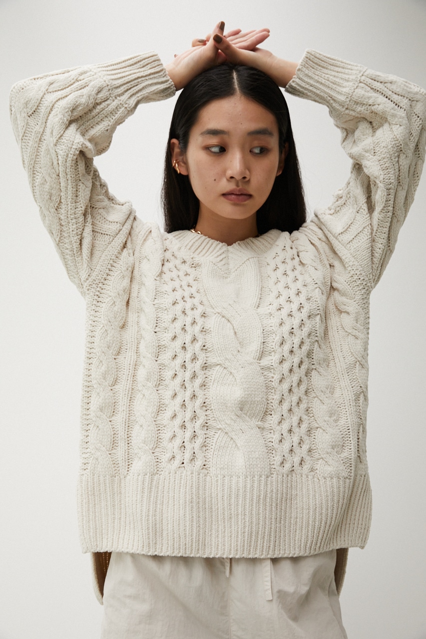 CHENILLE CABLE V/N KNIT TOPS