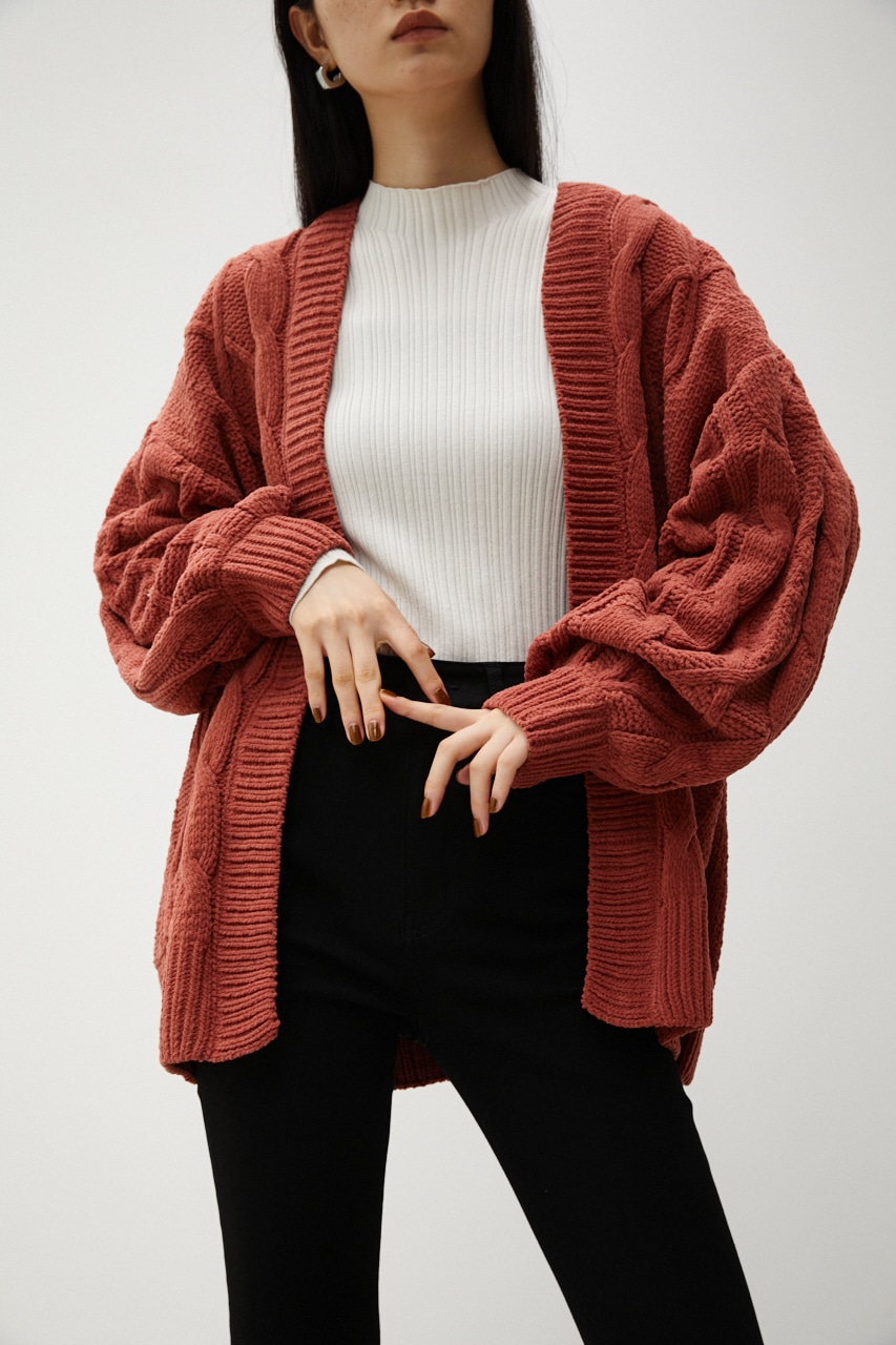 AZUL BY MOUSSY | CHENILLE CABLE KNIT CARDIGAN (カーディガン