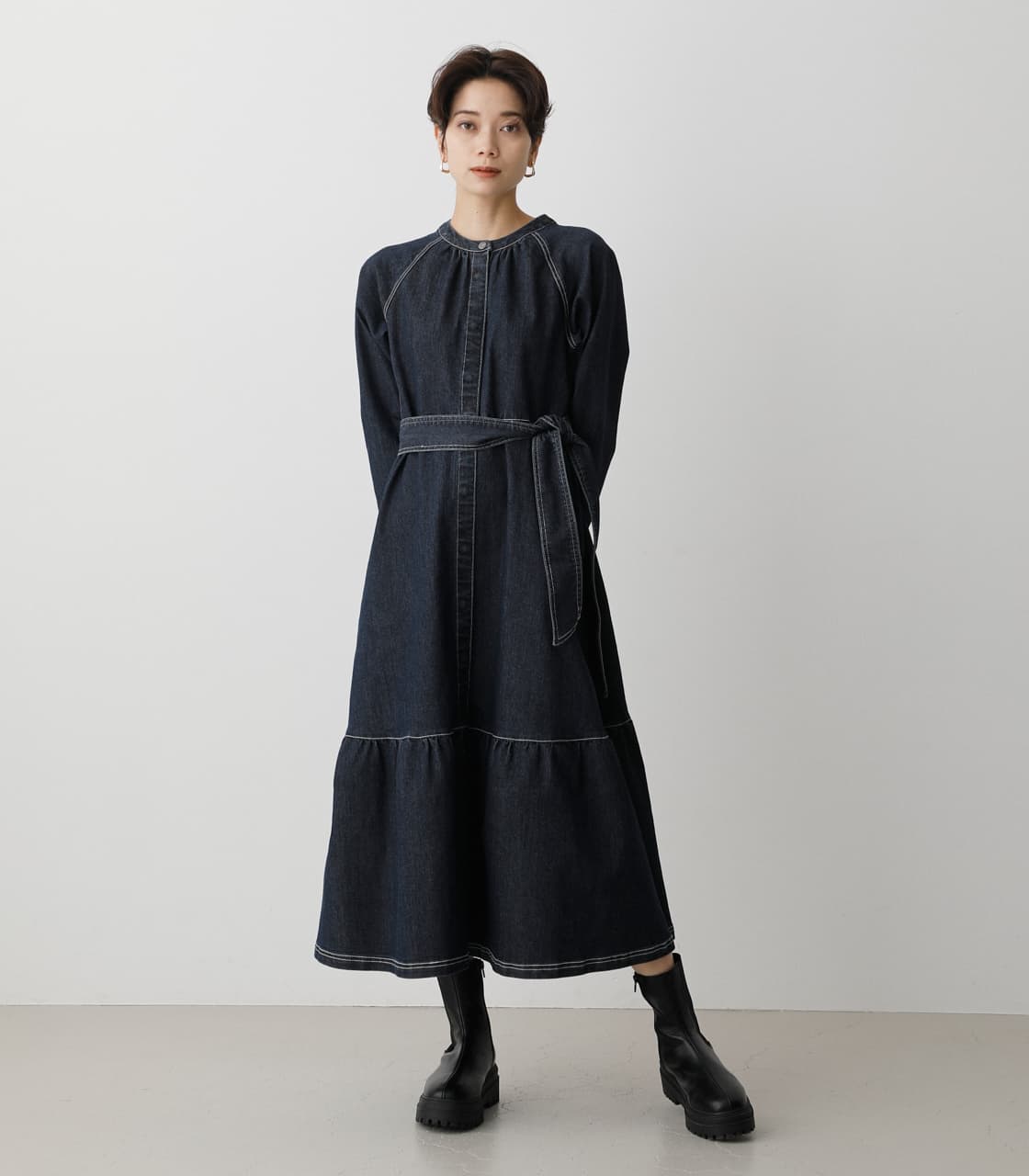AZUL BY MOUSSY | STITCH DESIGN TIERED OP (ワンピース(ミニ