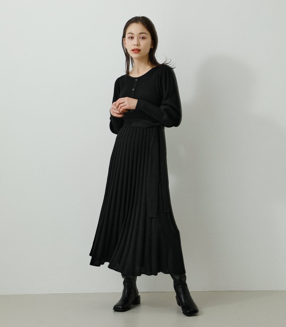 AZUL BY MOUSSY | PLEATS KNIT ONEPIECE (ワンピース(ミニ・ミディアム
