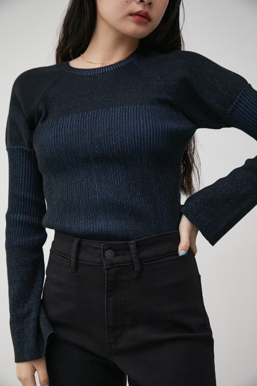 AZUL BY MOUSSY | GATHER SLEEVE RIB KNIT (ニット ) |SHEL'TTER WEBSTORE