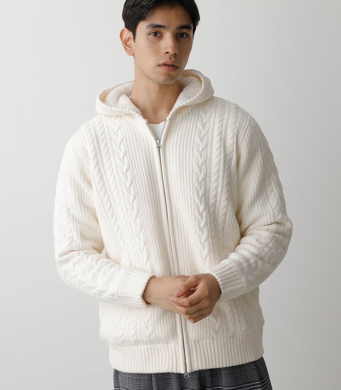 CABLE BOA KNIT ZIP HOODIE