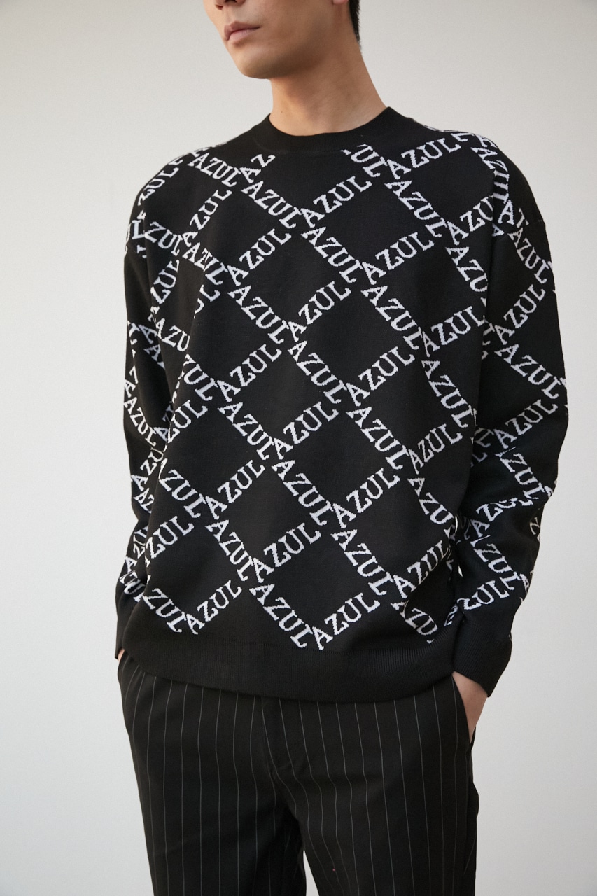 HERNO】GEOMETRIC MONOGRAM JACQUARD コットンニット製Tシャツ-