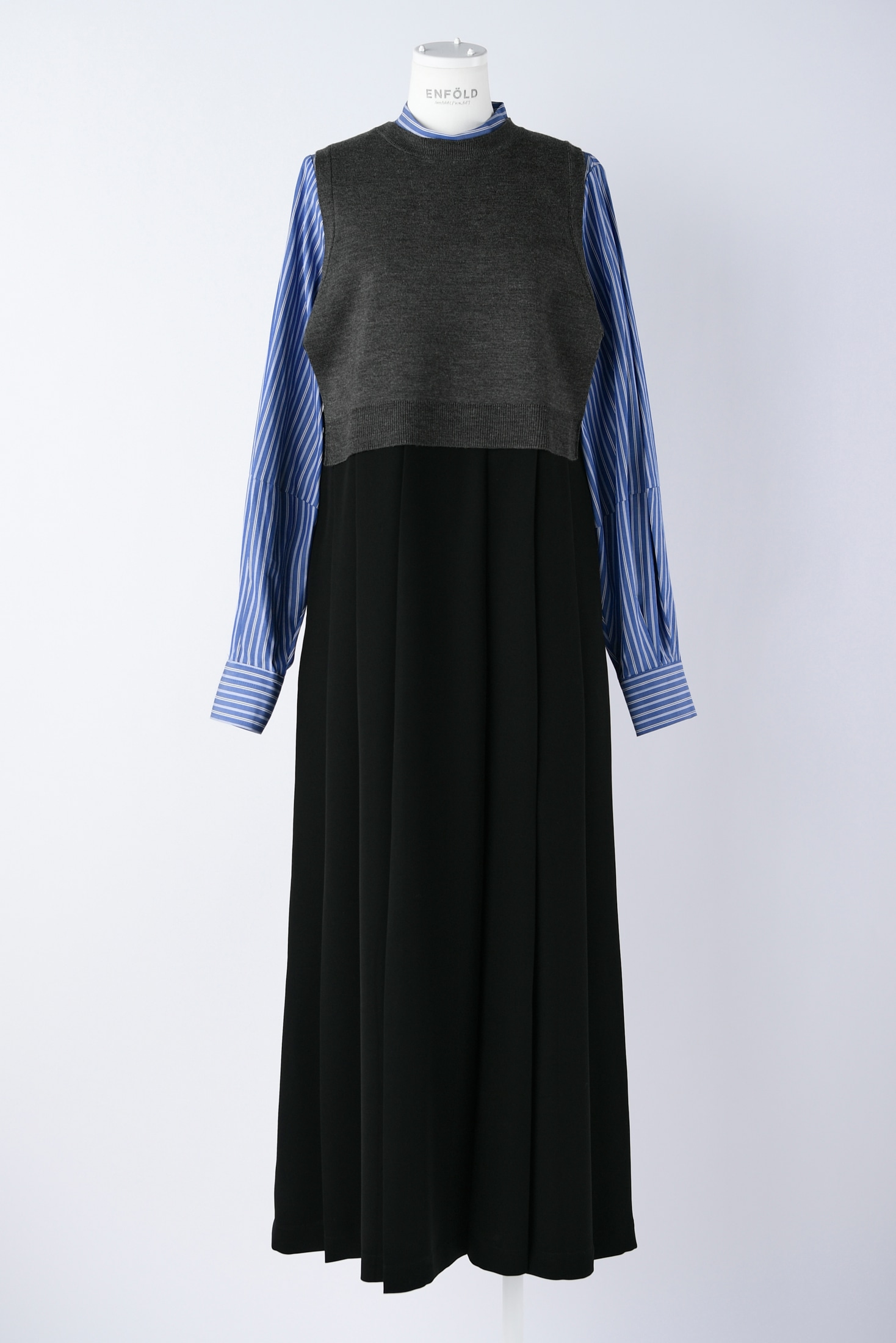 取扱店舗限定アイテム ENFOLD(エンフォルド)KNIT-LAYERED PLEATS DRESS