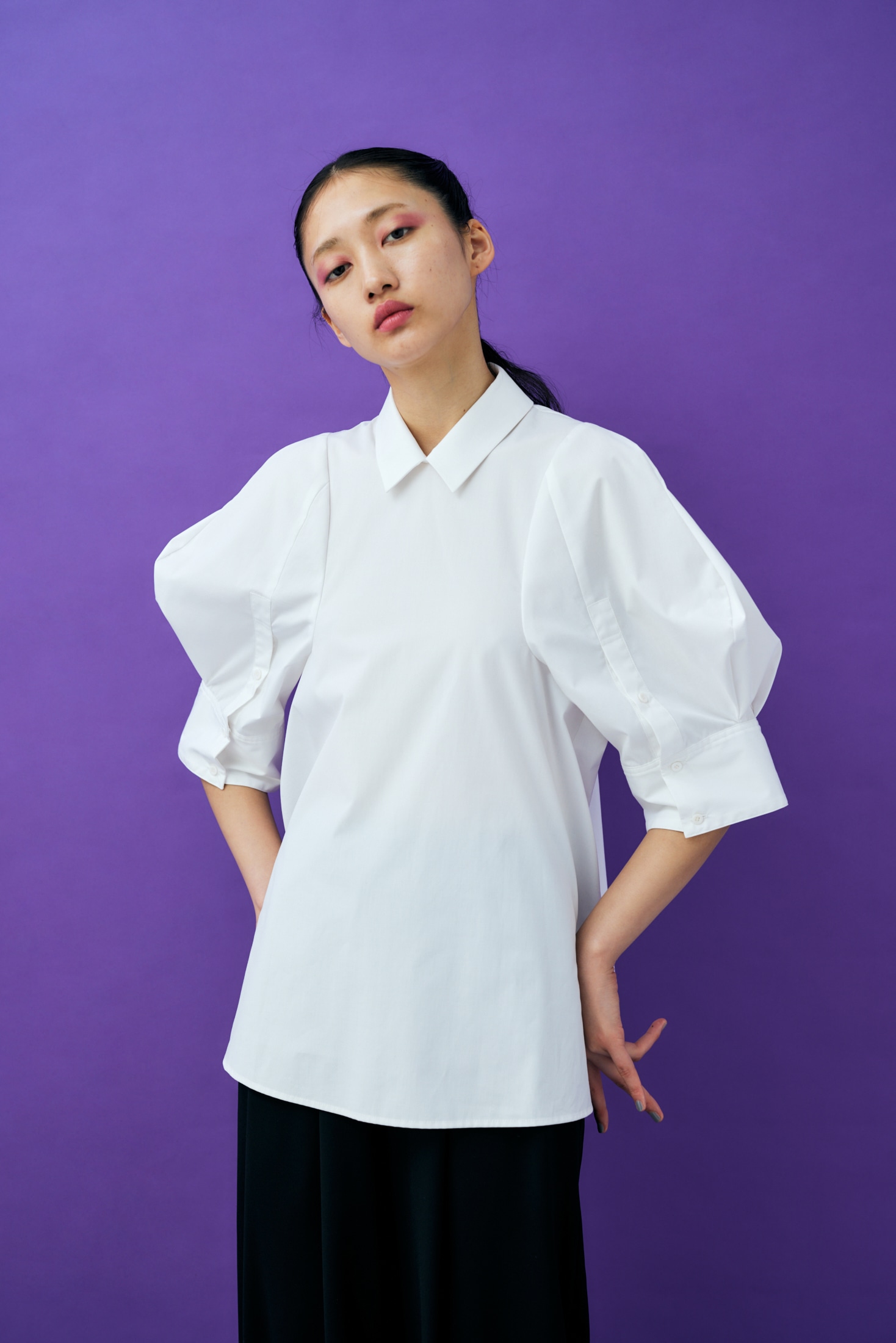 COLLARED FLARE PULLOVER｜38｜WHT｜SHIRTS AND BLOUSES｜|ENFÖLD