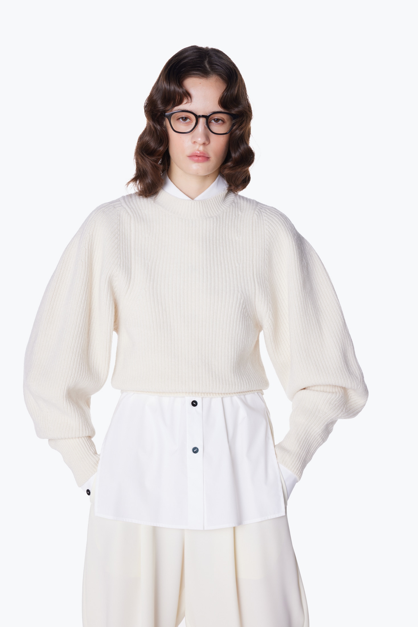 CROPPED WIDE-ARM PULLOVER｜38｜O/WHT｜KNIT WEAR｜|ENFÖLD OFFICIAL