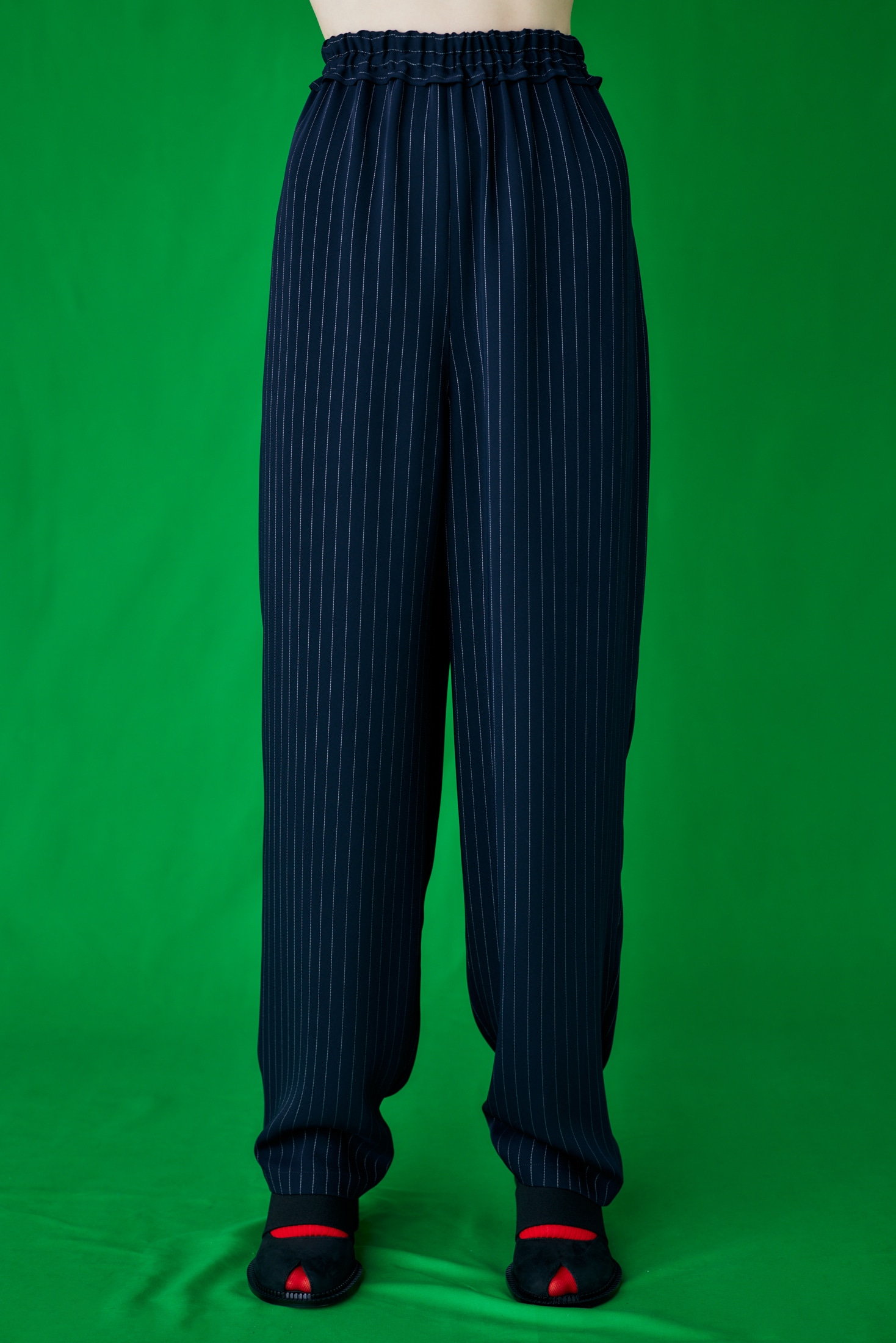 STRIPE RELAX EGG WIDE-PANTS｜34｜NVY｜TROUSERS｜|ENFÖLD OFFICIAL