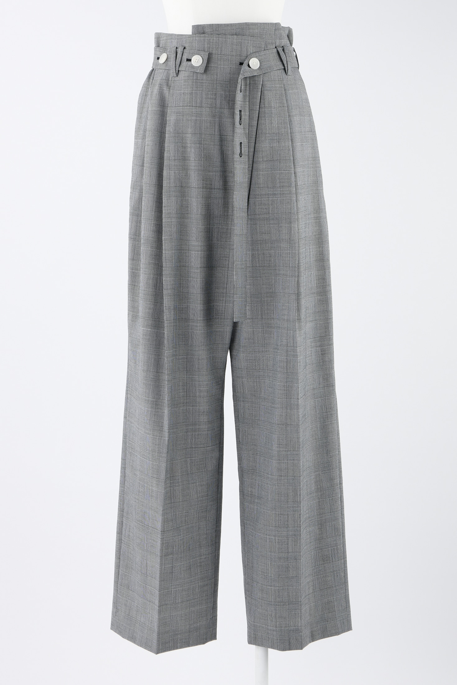 CHECK BELT WIDE-STRAIGHT TROUSERS